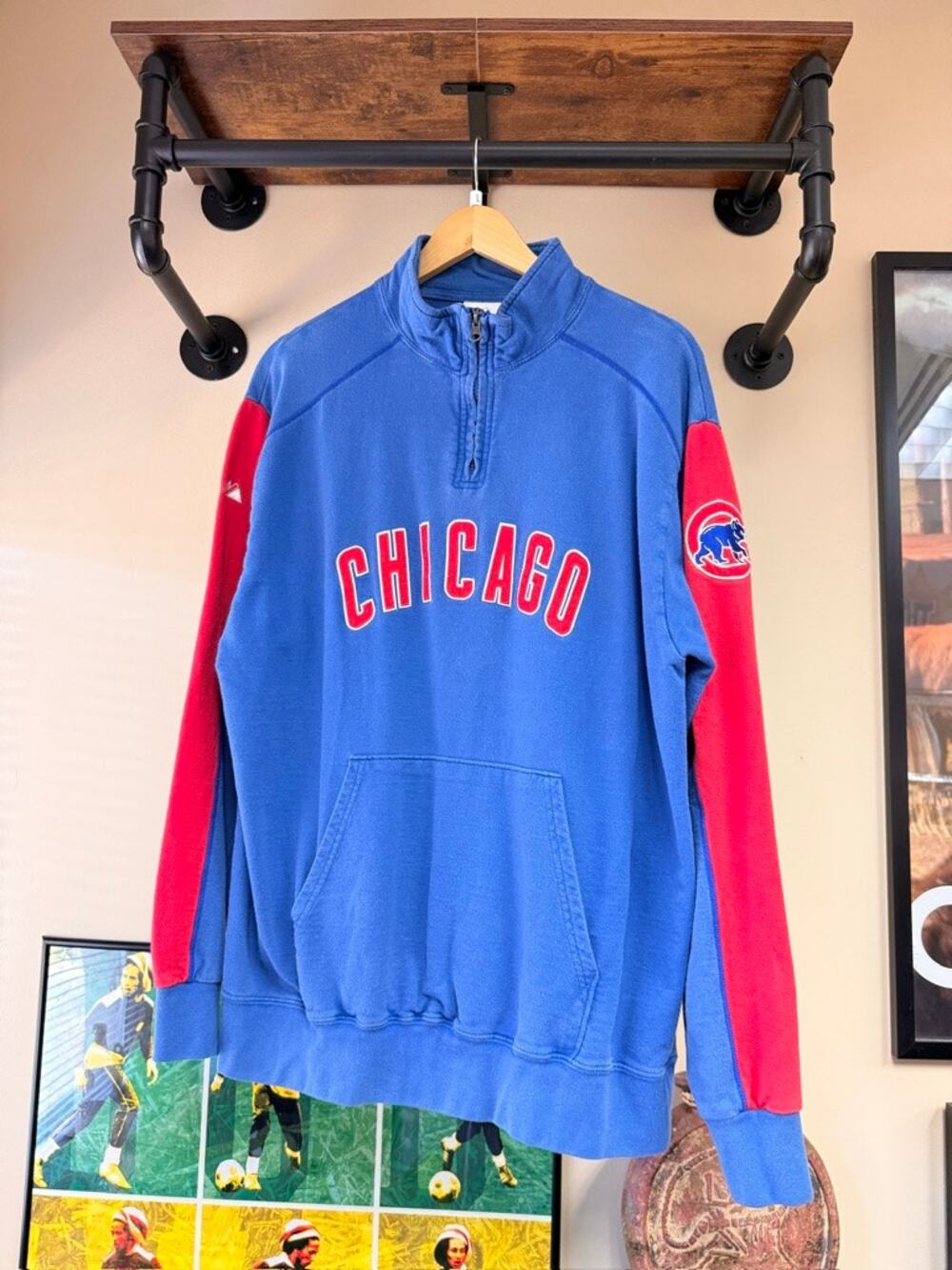 Y2K Majestic Chicago Cubs Vintage 1/4 Zip MLB Baseball Top Sweatshirt Lee Sport